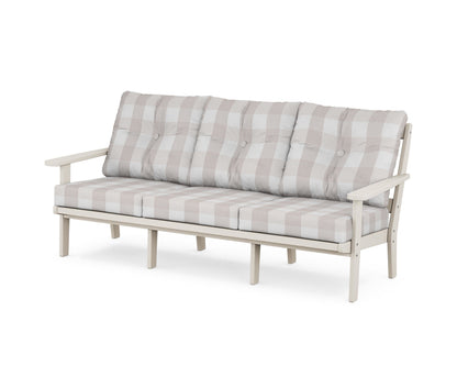 POLYWOOD® Mission Deep Seating Sofa in Sand / Buffalo Plaid Dune Burlap