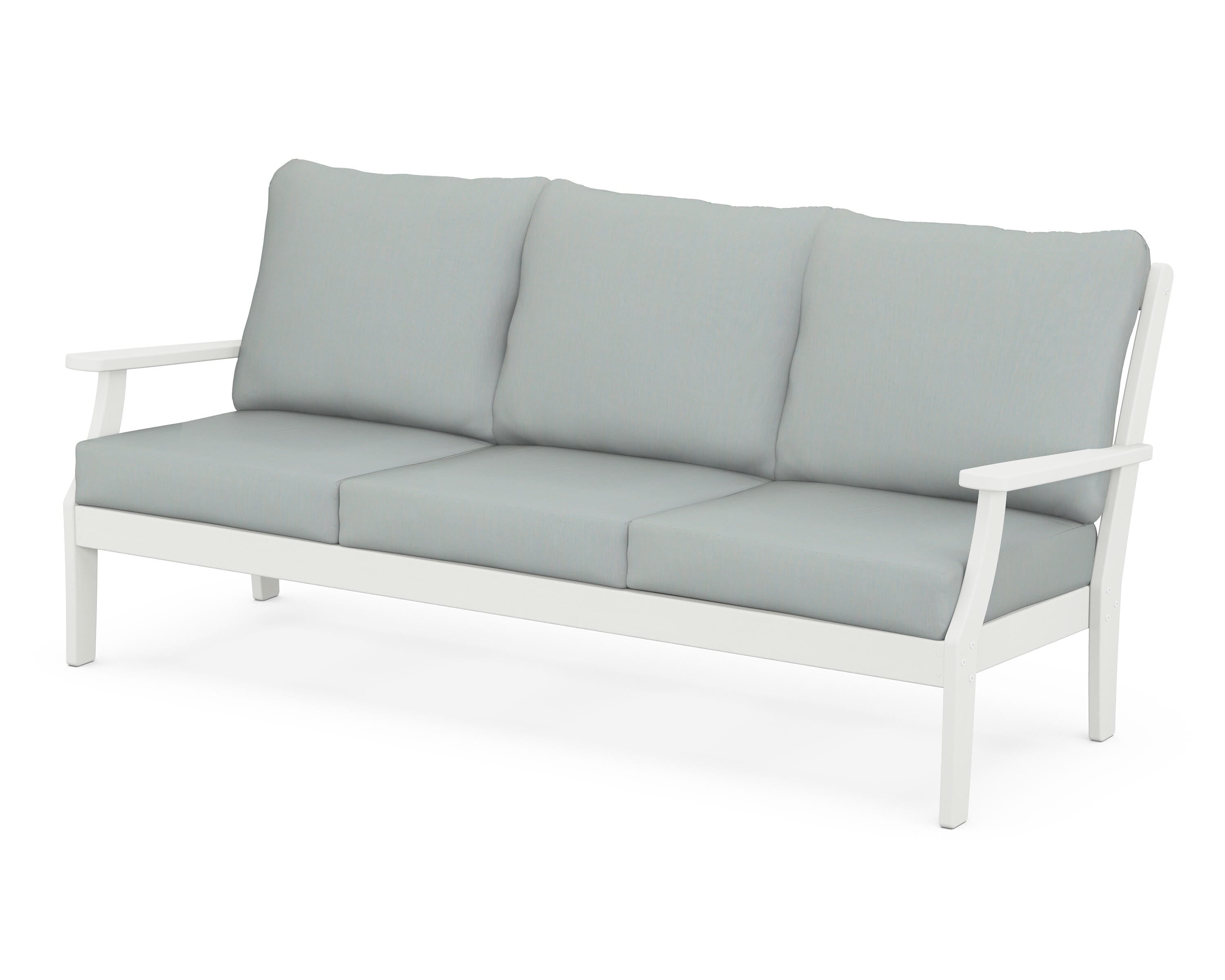 POLYWOOD® Braxton Deep Seating Sofa in Vintage White / Spa