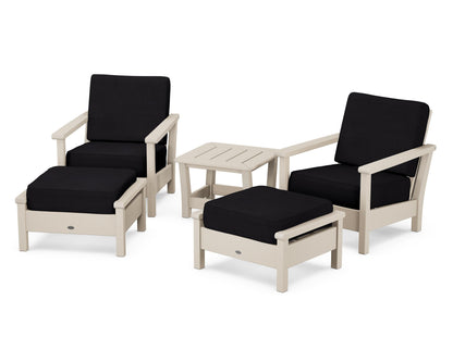 POLYWOOD® Harbour 5-Piece Deep Seating Chair Set in Sand / Midnight Linen