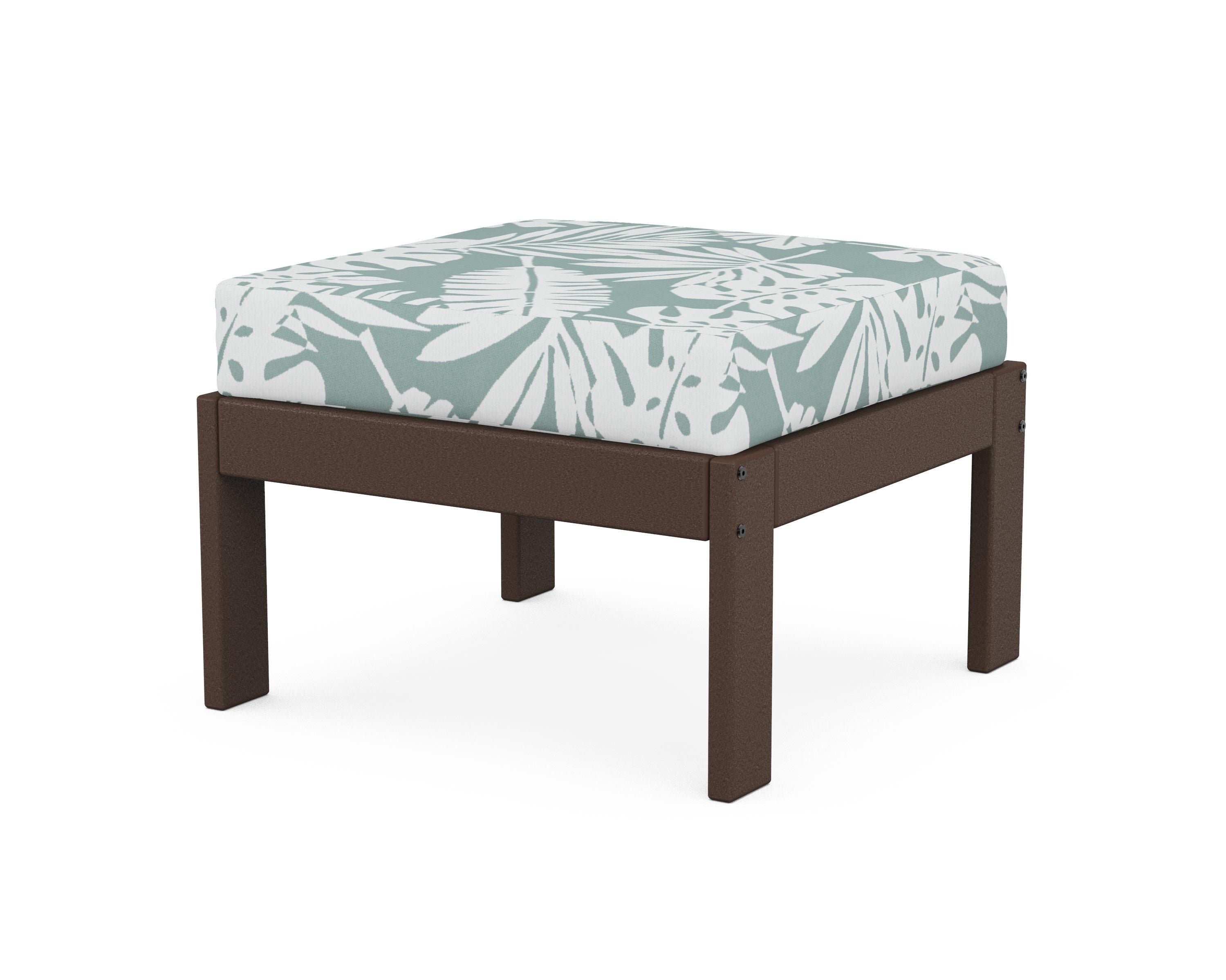 POLYWOOD® Vineyard Modular Ottoman in Mahogany / Leaf Glacier Spa
