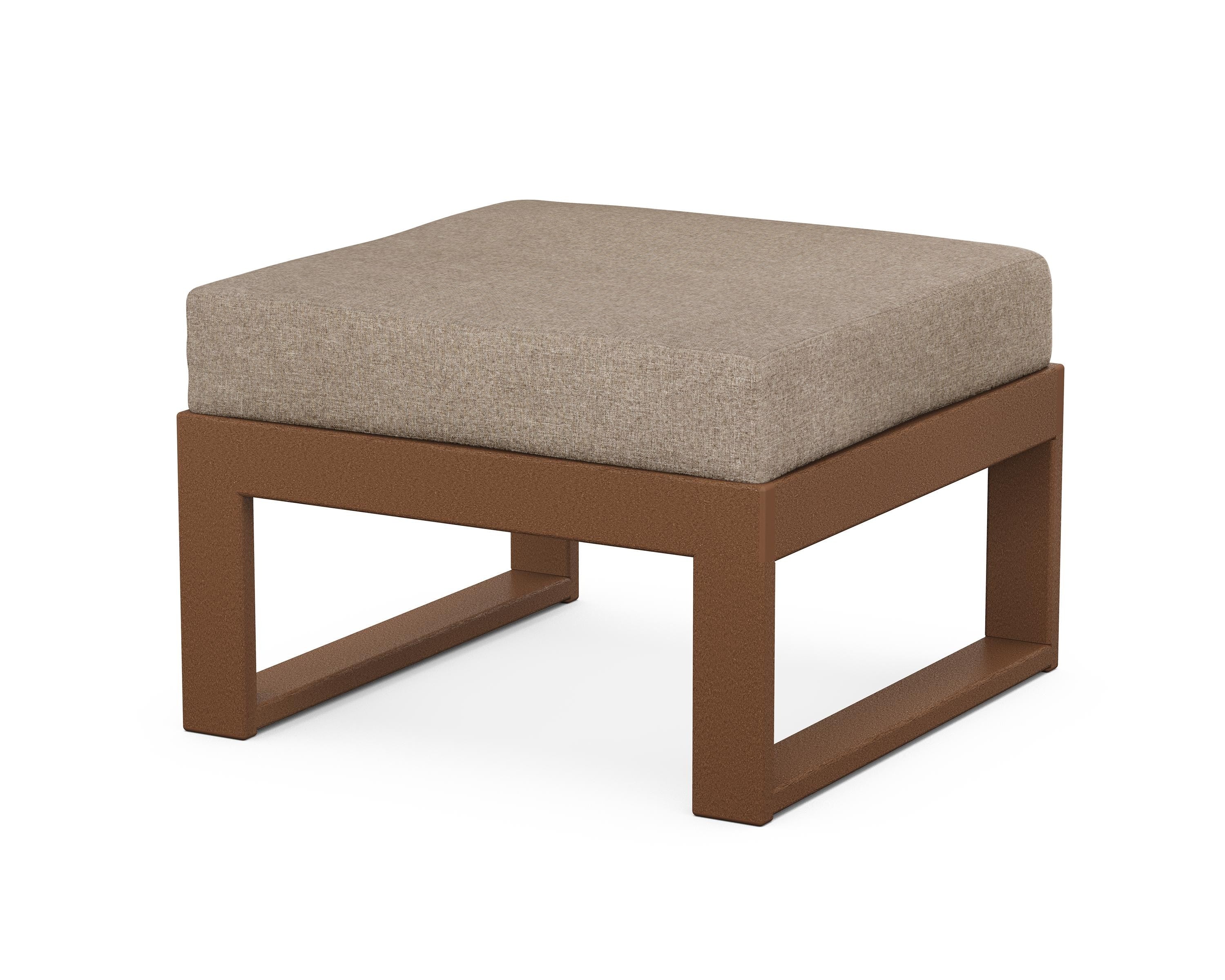 Unbranded Modular Ottoman - Modern in Teak / Spiced Burlap