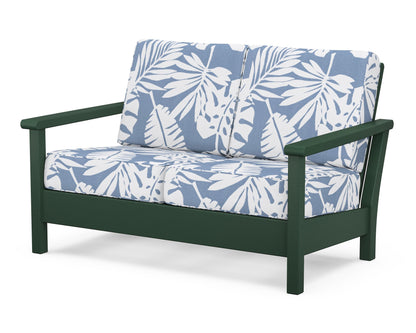 POLYWOOD® Harbour Deep Seating Loveseat in Green / Leaf Sky Blue