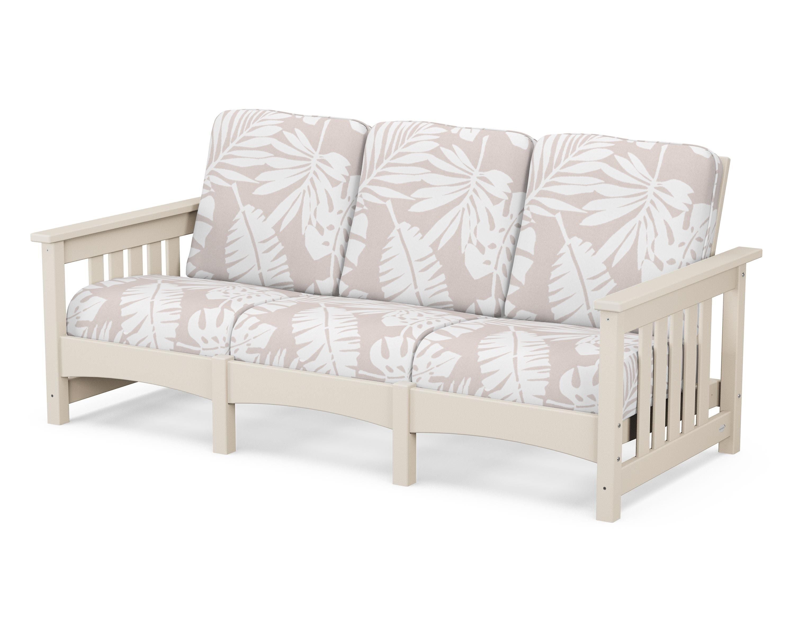 POLYWOOD® Club Mission Sofa in Sand / Leaf Dune Burlap