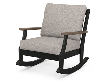 POLYWOOD® Braxton Deep Seating Rocking Chair in Black / Kona / Weathered Tweed