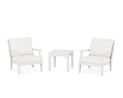 Martha Stewart by POLYWOOD® Chinoiserie 3-Piece Deep Seating Set in White / Natural Linen