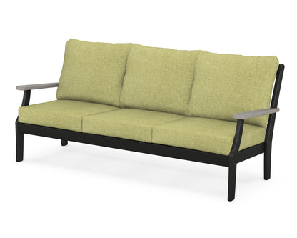 POLYWOOD® Braxton Deep Seating Sofa in Black / Driftwood / Chartreuse Boucle