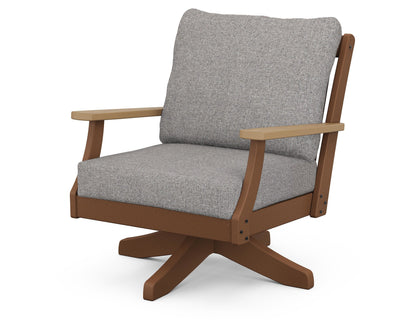 POLYWOOD® Braxton Deep Seating Swivel Chair in Teak / Natural / Grey Mist