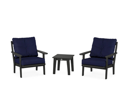 POLYWOOD® Mission 3-Piece Deep Seating Set in Black / Navy