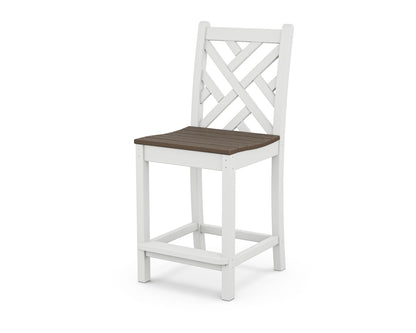 POLYWOOD® Chippendale Counter Side Chair in White / Kona
