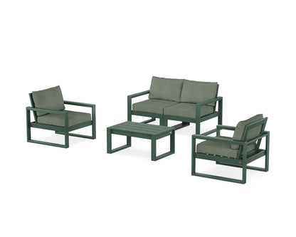 POLYWOOD® EDGE Sectional 4-Piece Deep Seating Set with Loveseat in Green / Cast Sage