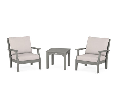 Martha Stewart by POLYWOOD® Chinoiserie 3-Piece Deep Seating Set in Slate Grey / Dune Burlap