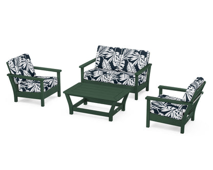 POLYWOOD® Harbour 4-Piece Deep Seating Set in Green / Leaf Marine Indigo