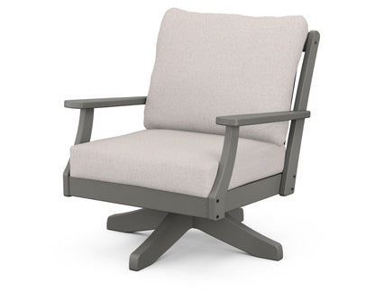 POLYWOOD® Braxton Deep Seating Swivel Chair in Slate Grey / Dune Burlap