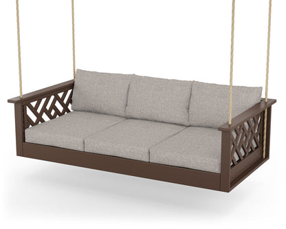 POLYWOOD® Chippendale Daybed Swing in Mahogany / Weathered Tweed