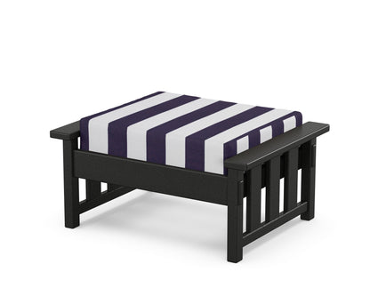 Martha Stewart by POLYWOOD® Acadia Deep Seating Ottoman in Black / Cabana Stripe Navy