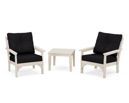 POLYWOOD® Vineyard 3-Piece Deep Seating Set in Sand / Midnight Linen