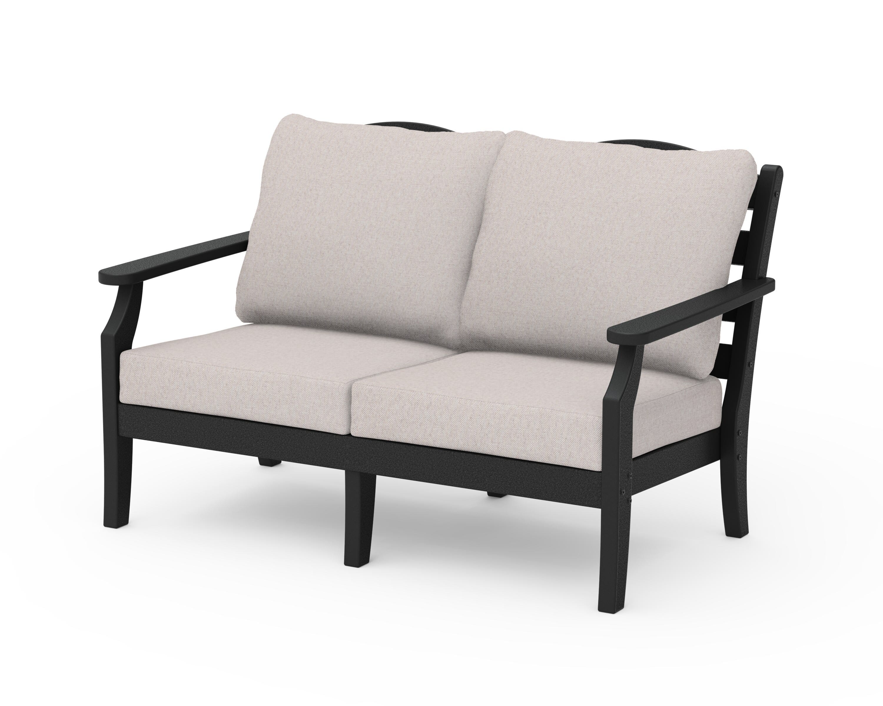 Draper James™ by  POLYWOOD® Savannah Deep Seating Loveseat in Black / Dune Burlap