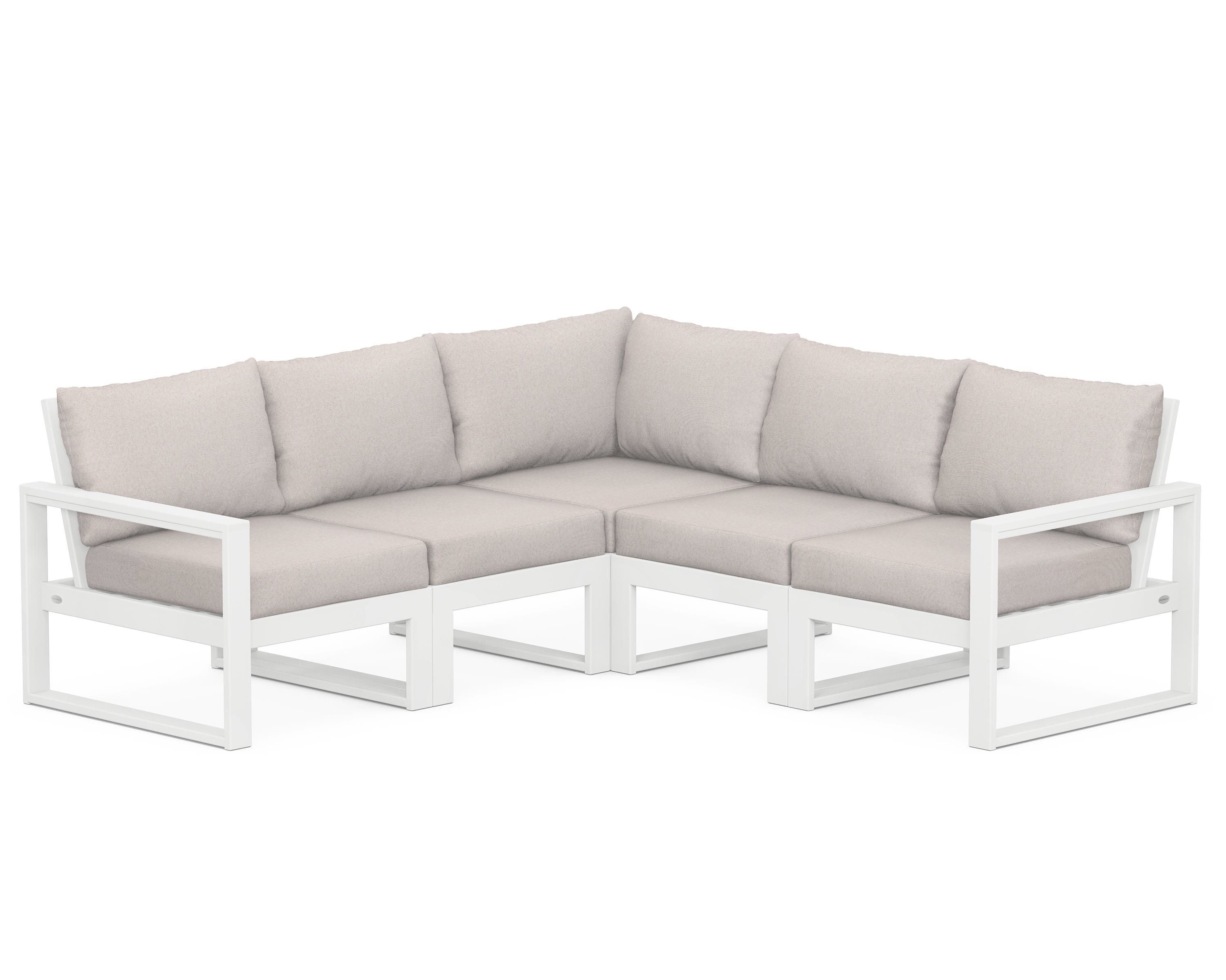 POLYWOOD® EDGE 5-Piece Modular Deep Seating Set in White / Dune Burlap
