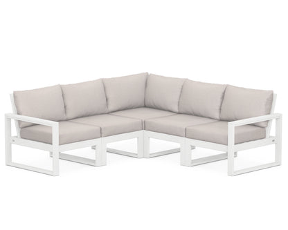 POLYWOOD® EDGE 5-Piece Modular Deep Seating Set in White / Dune Burlap