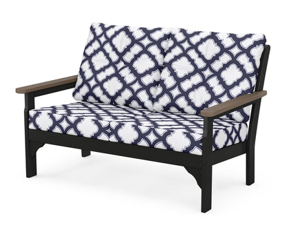 POLYWOOD® Vineyard Deep Seating Loveseat in Black / Kona / Trellis Navy
