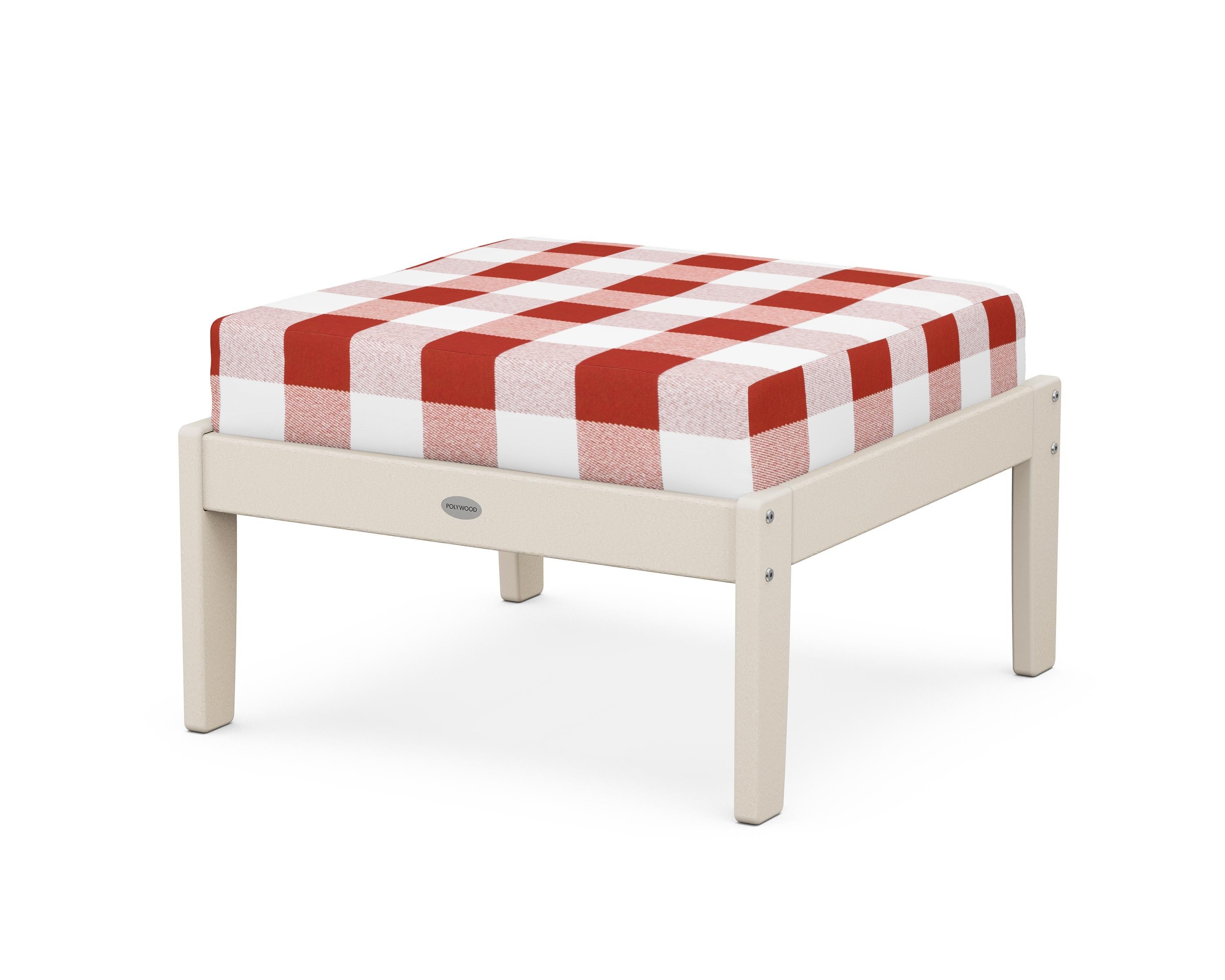 POLYWOOD® Braxton Deep Seating Ottoman in Sand / Buffalo Plaid Crimson