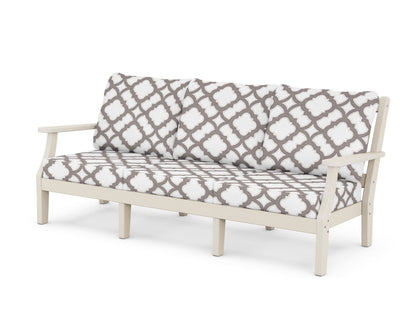 Martha Stewart by POLYWOOD® Chinoiserie Deep Seating Sofa in Sand / Trellis Grey Mist