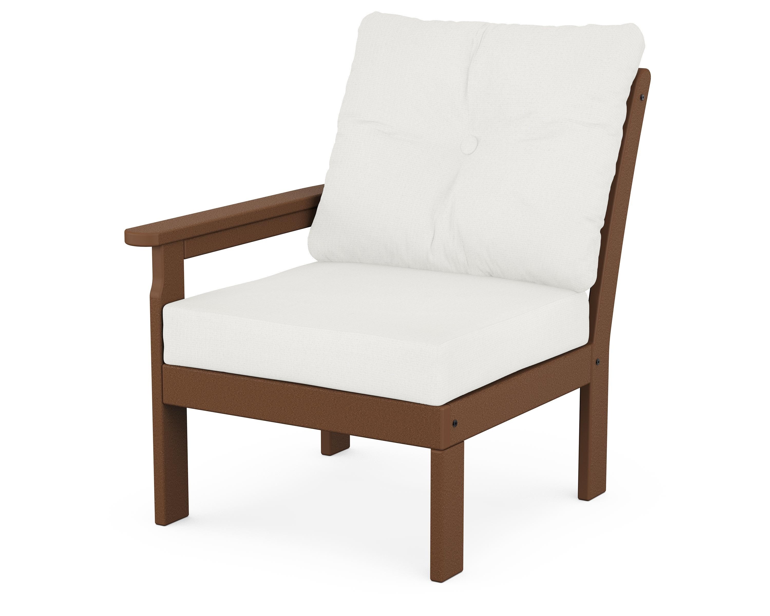POLYWOOD® Vineyard Modular Left Arm Chair in Teak / Natural Linen