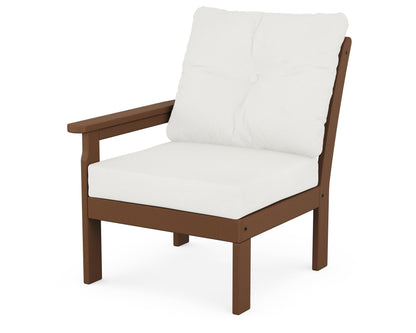 POLYWOOD® Vineyard Modular Left Arm Chair in Teak / Natural Linen