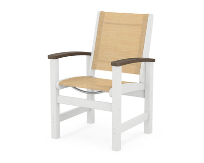 POLYWOOD® Coastal Dining Chair in White / Kona / Dupioni Apricot Sling