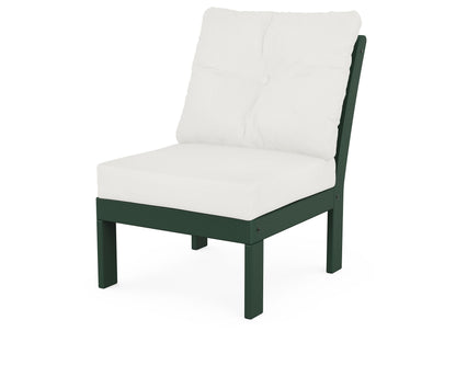 POLYWOOD® Vineyard Modular Armless Chair in Green / Natural Linen