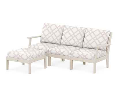 POLYWOOD® Braxton Modular 4-Piece Deep Seating Set with Ottoman in Sand / Trellis Dune Burlap
