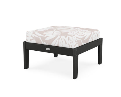 Country Living Cottage Deep Seating Ottoman in Black / Leaf Dune Burlap