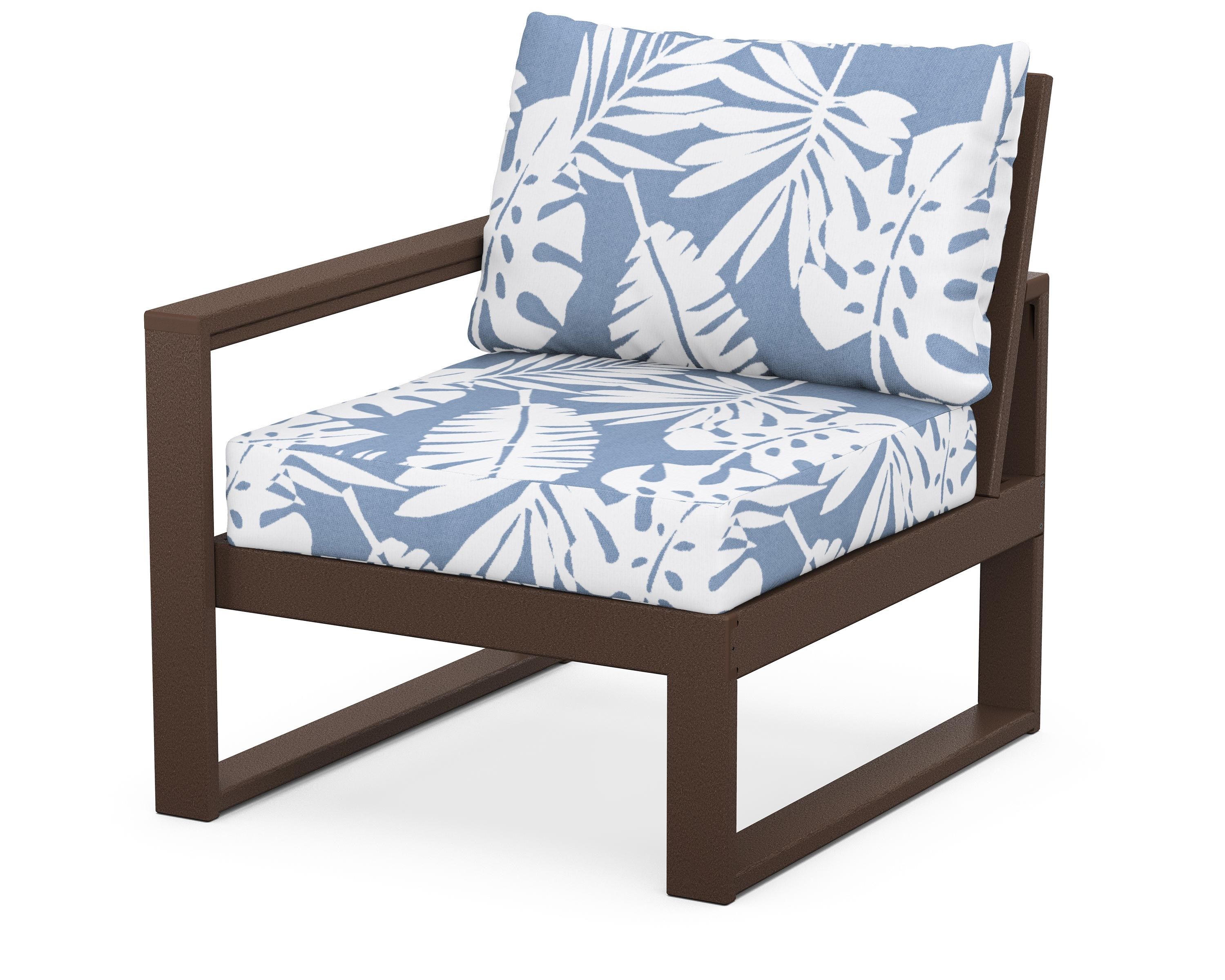 POLYWOOD® EDGE Modular Left Arm Chair in Mahogany / Leaf Sky Blue