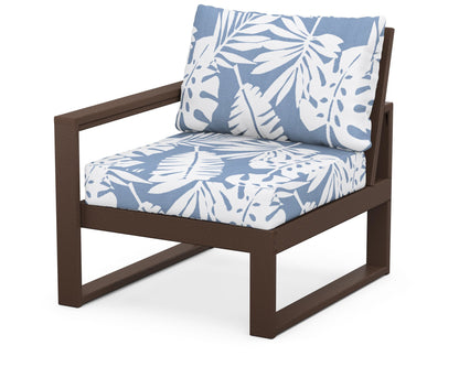 POLYWOOD® EDGE Modular Left Arm Chair in Mahogany / Leaf Sky Blue