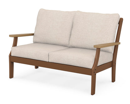 POLYWOOD® Braxton Deep Seating Loveseat in Teak / Natural / Blend Linen