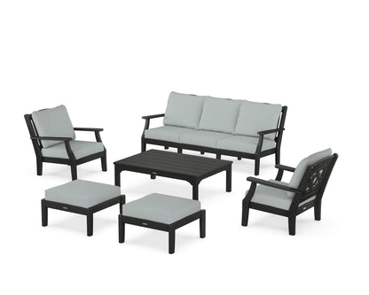 Martha Stewart by POLYWOOD® Chinoiserie 6-Piece Lounge Sofa Set in Black / Spa