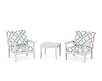 POLYWOOD® Chippendale 3-Piece Deep Seating Set in Sand / Trellis Glacier Spa