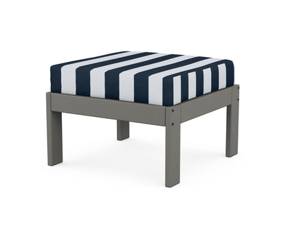 POLYWOOD® Vineyard Modular Ottoman in Slate Grey / Cabana Stripe Marine Indigo