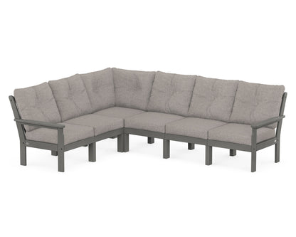 POLYWOOD® Vineyard 6-Piece Sectional in Slate Grey / Weathered Tweed