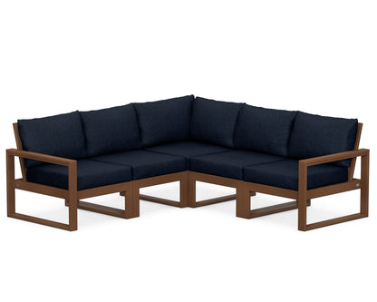 POLYWOOD® EDGE 5-Piece Modular Deep Seating Set in Teak / Marine Indigo