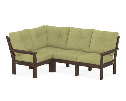POLYWOOD® Vineyard 4-Piece Sectional in Mahogany / Chartreuse Boucle