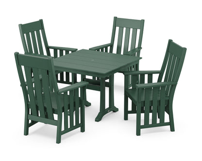 Martha Stewart by POLYWOOD® Acadia 5-Piece Farmhouse Dining Set with Trestle Legs in Green