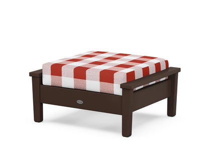 POLYWOOD® Prescott Deep Seating Ottoman in Mahogany / Buffalo Plaid Crimson