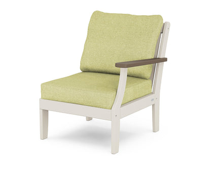 POLYWOOD® Braxton Modular Right Arm Chair in Sand / Kona / Chartreuse Boucle