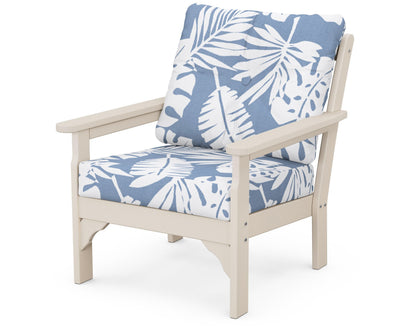 POLYWOOD® Vineyard Deep Seating Chair in Sand / Leaf Sky Blue