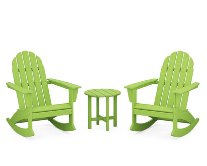 POLYWOOD® Vineyard 3-Piece Adirondack Rocking Chair Set in Lime