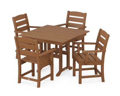 POLYWOOD® Lakeside 5-Piece Farmhouse Dining Set in Teak
