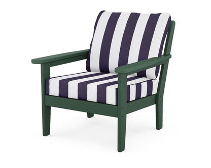 Country Living Cottage Deep Seating Chair in Green / Cabana Stripe Navy
