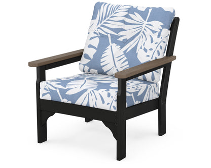 POLYWOOD® Vineyard Deep Seating Chair in White / Kona / Leaf Sky Blue