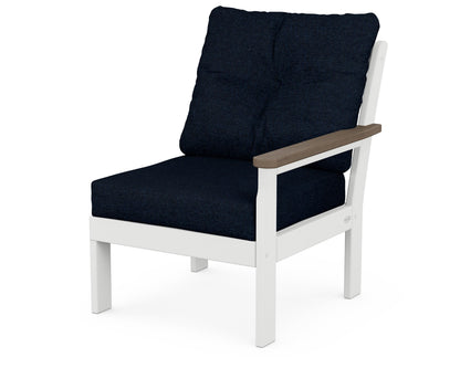 POLYWOOD® Vineyard Modular Right Arm Chair in White / Kona / Marine Indigo